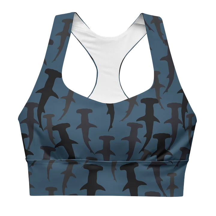 Hammerhead Sharks - Dark Ocean - Recycled Polyester - Longline Sports Bra product image (1)
