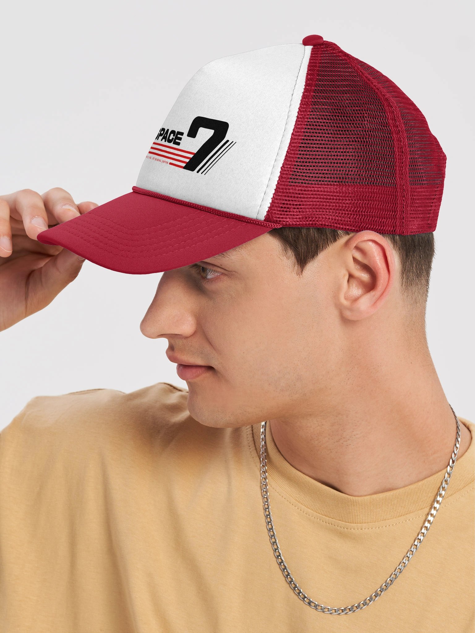Hosaka Ono-Sendai Cyberspace 7 Trucker Hat (white & red) product image (7)