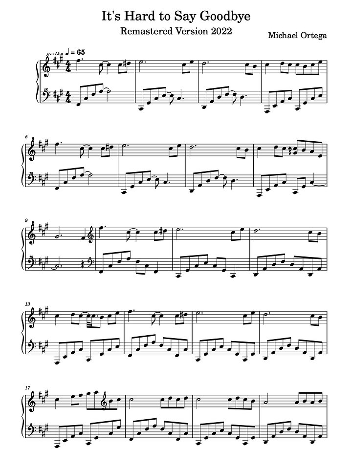 Remastered - It's Hard To Say Goodbye (Piano Score) product image (2)