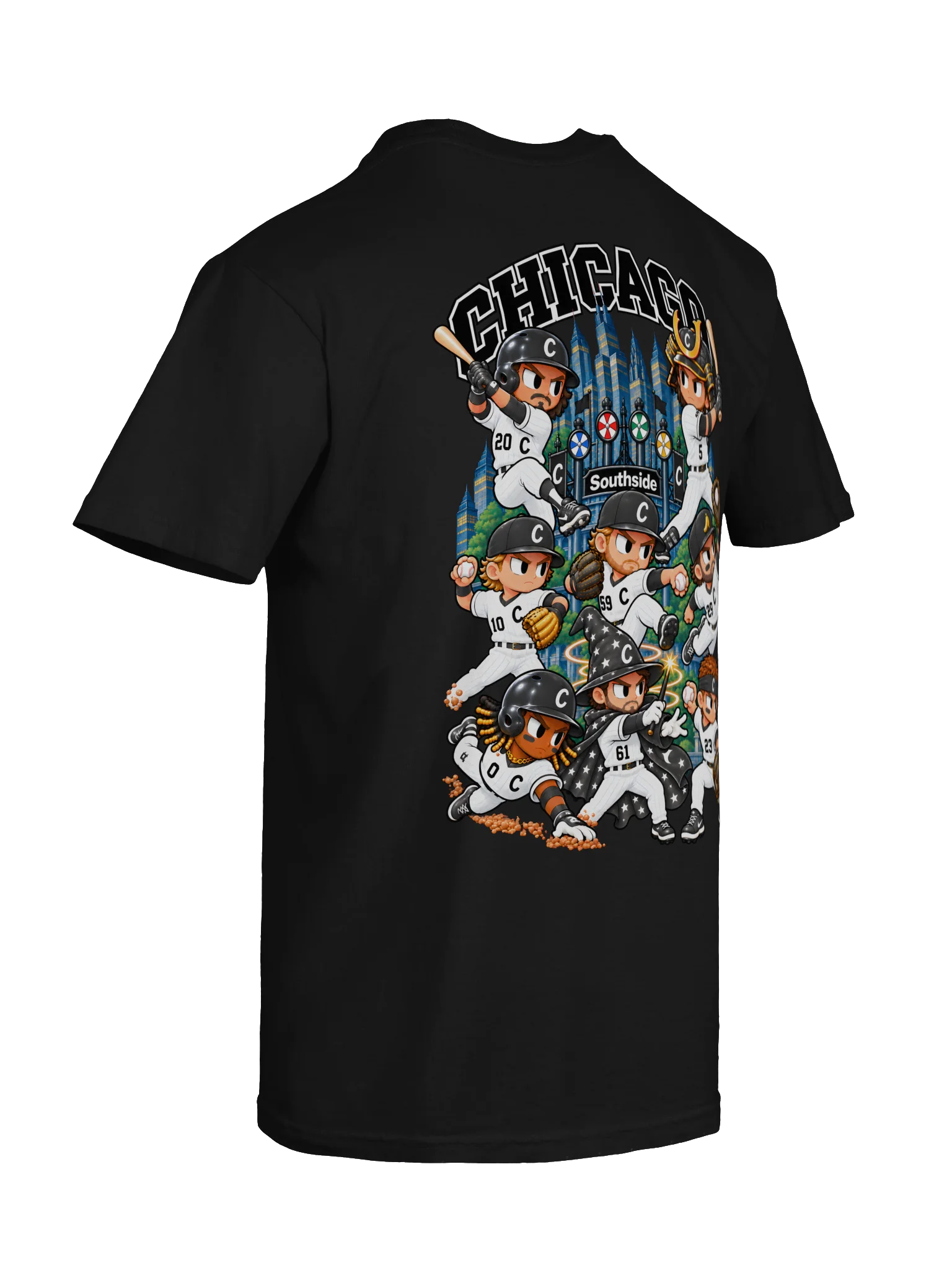 Chicago Southside Baseball 2026 Animated Player Back Print T-Shirt product image (12)