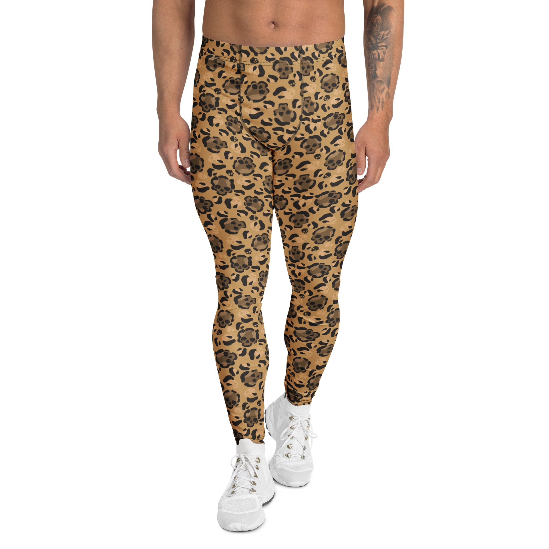 Skulls and Bones Leopard Print Men's Leggings product image (1)