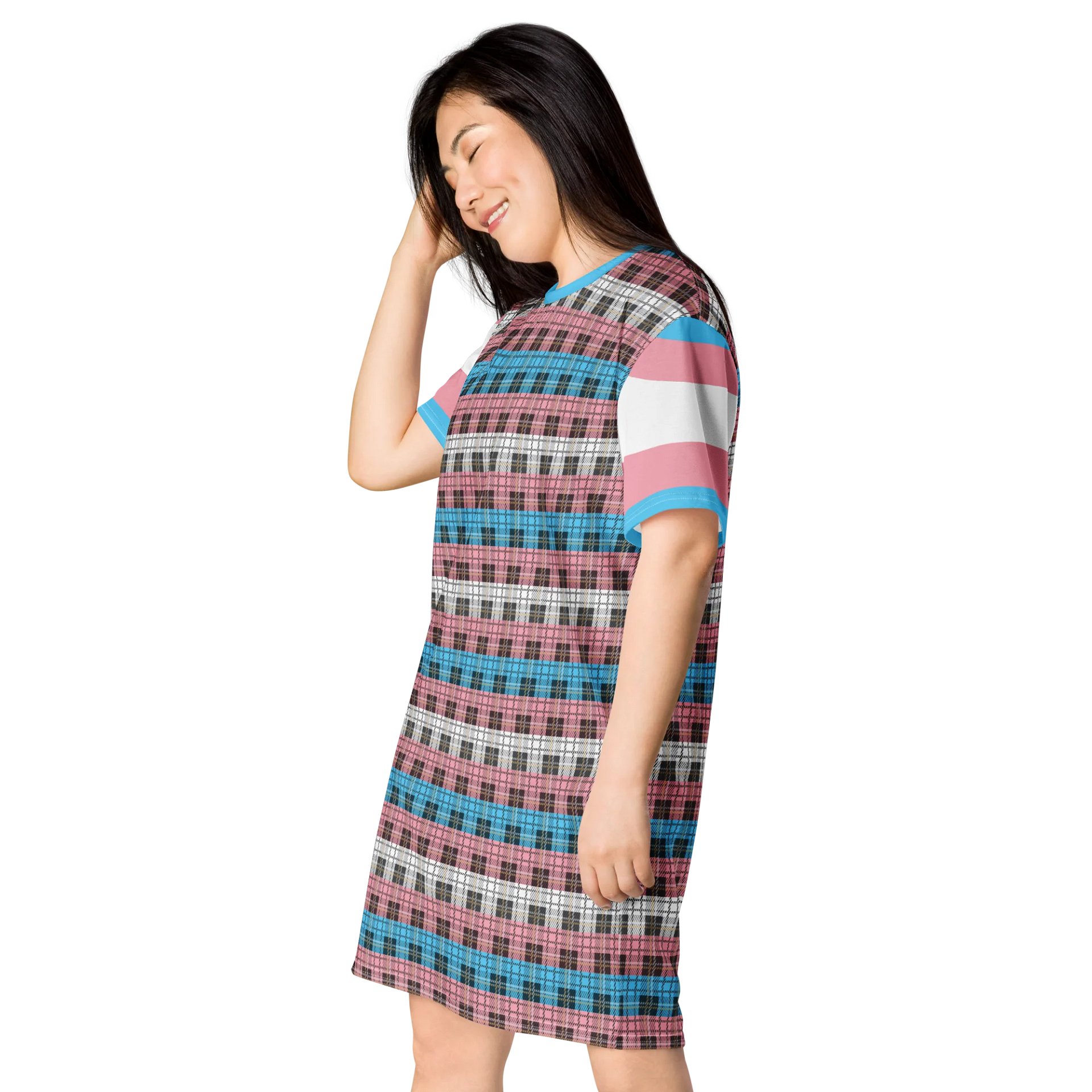 Trans Pride Plaid T-shirt Dress product image (3)