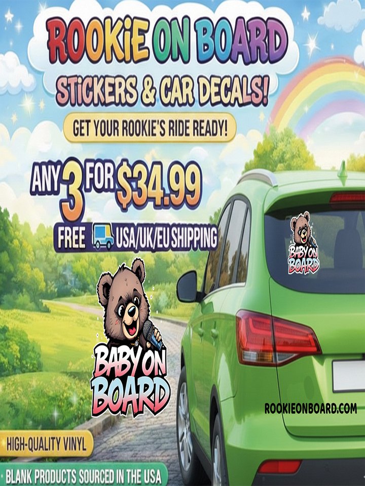Urban Bear Baby On Board Car Decal - 5x5 Premium Streetwear Vinyl Sticker - Aesthetic Hip Hop Bear Graphic for Cars, SUVs & Trucks product image (2)