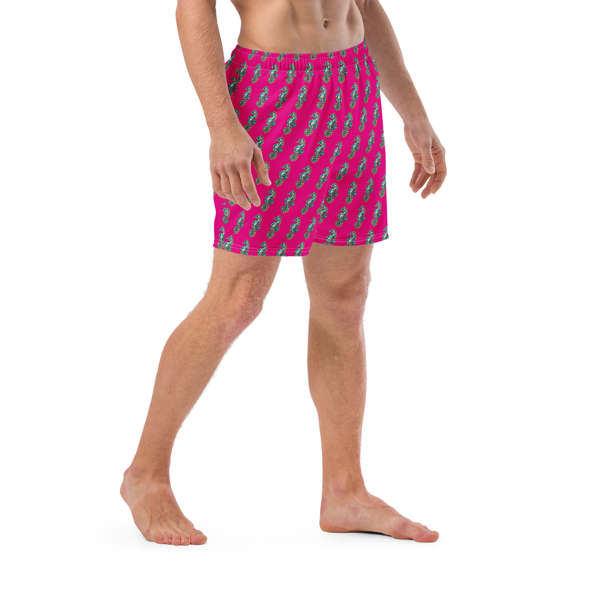 Hot Pink Seahorse Pattern Swim Trunks product image (6)