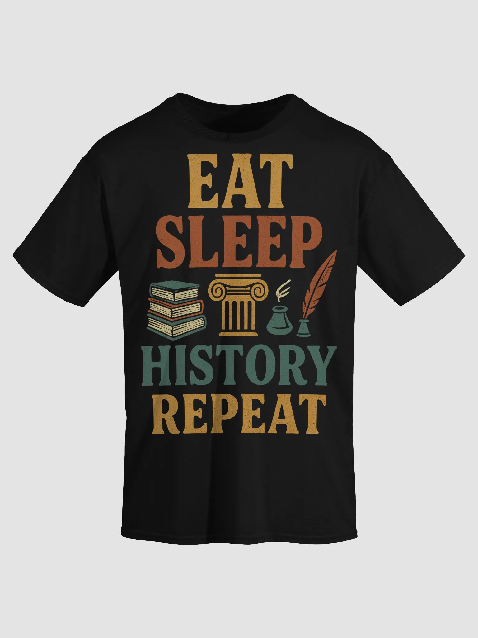 Eat Sleep History Repeat – Funny Retro History Teacher Shirt product image (23)