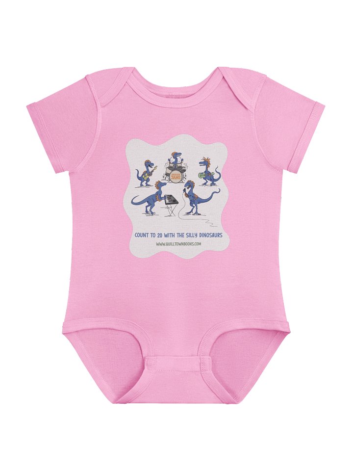 Silly Dinosaur Band Baby Bodysuit (Pink) product image (1)