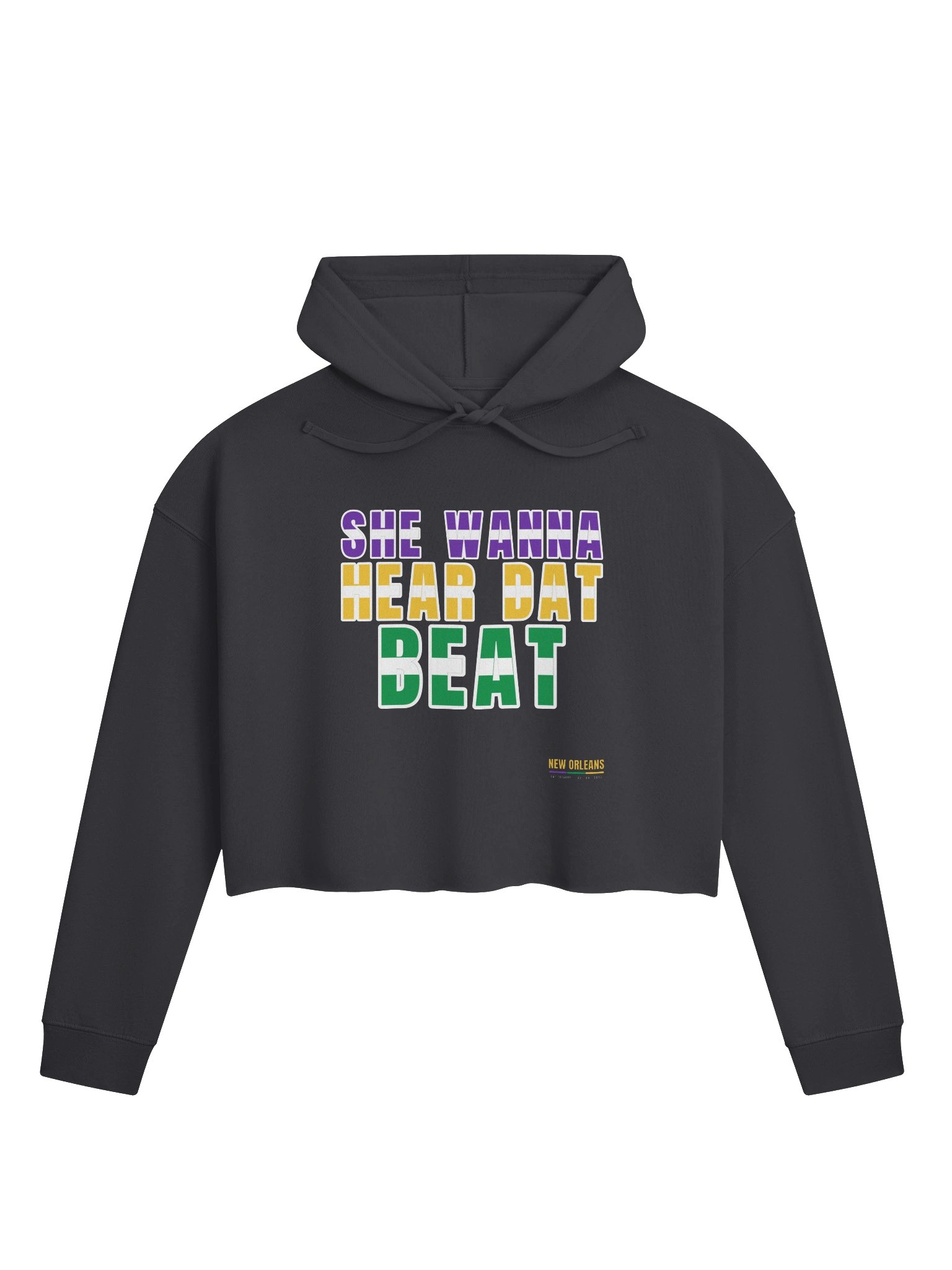 MARDI GRAS MMXXVII — Carnival · Cropped Hoodie · Black product image (1)