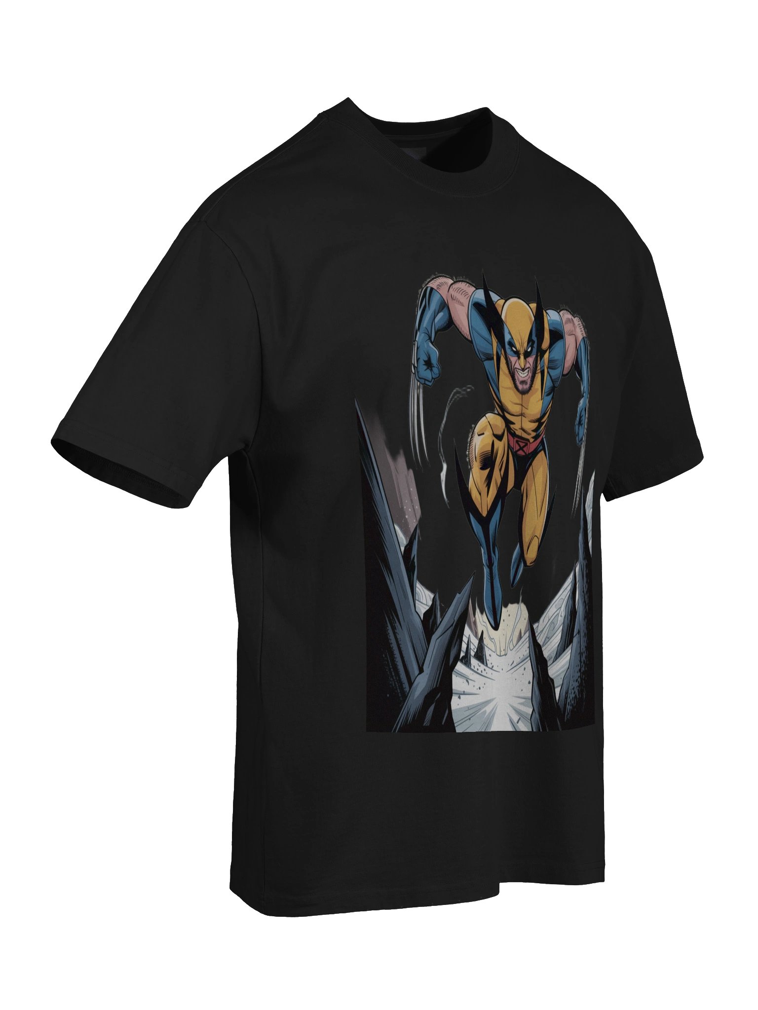 Frostfang Leap: Wolverine Icy Ambush Oversized Faded T-Shirt product image (8)