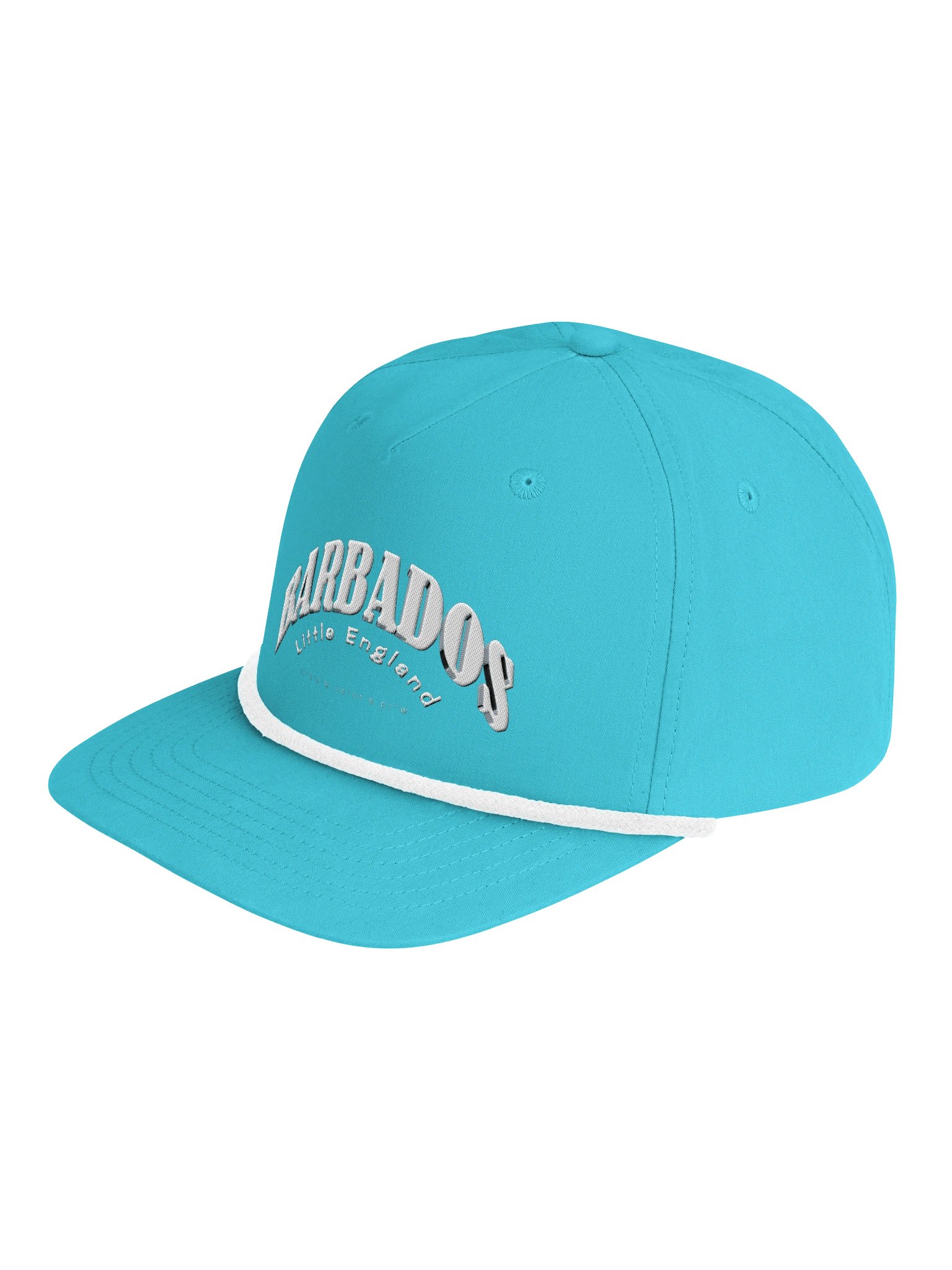Caribbean Apples - Barbados | Embroidered | Golf Rope Cap | Blacl & White and/or Turquoise & White product image (7)