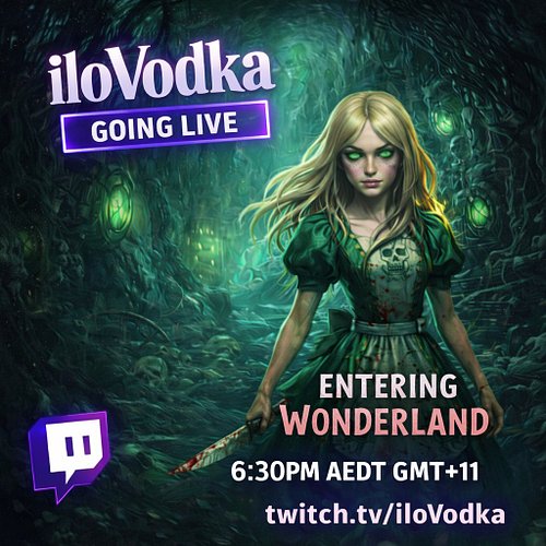 The rabbit hole reopens.
Going live 6:30PM AEDT.
See you on stream.
twitch.tv/ilovodka
#twitchstreamer 
#twitchaffiliate 
#go...