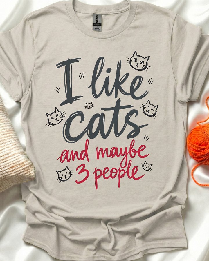 I Like Cats And Maybe 3 People T-Shirt product image (1)