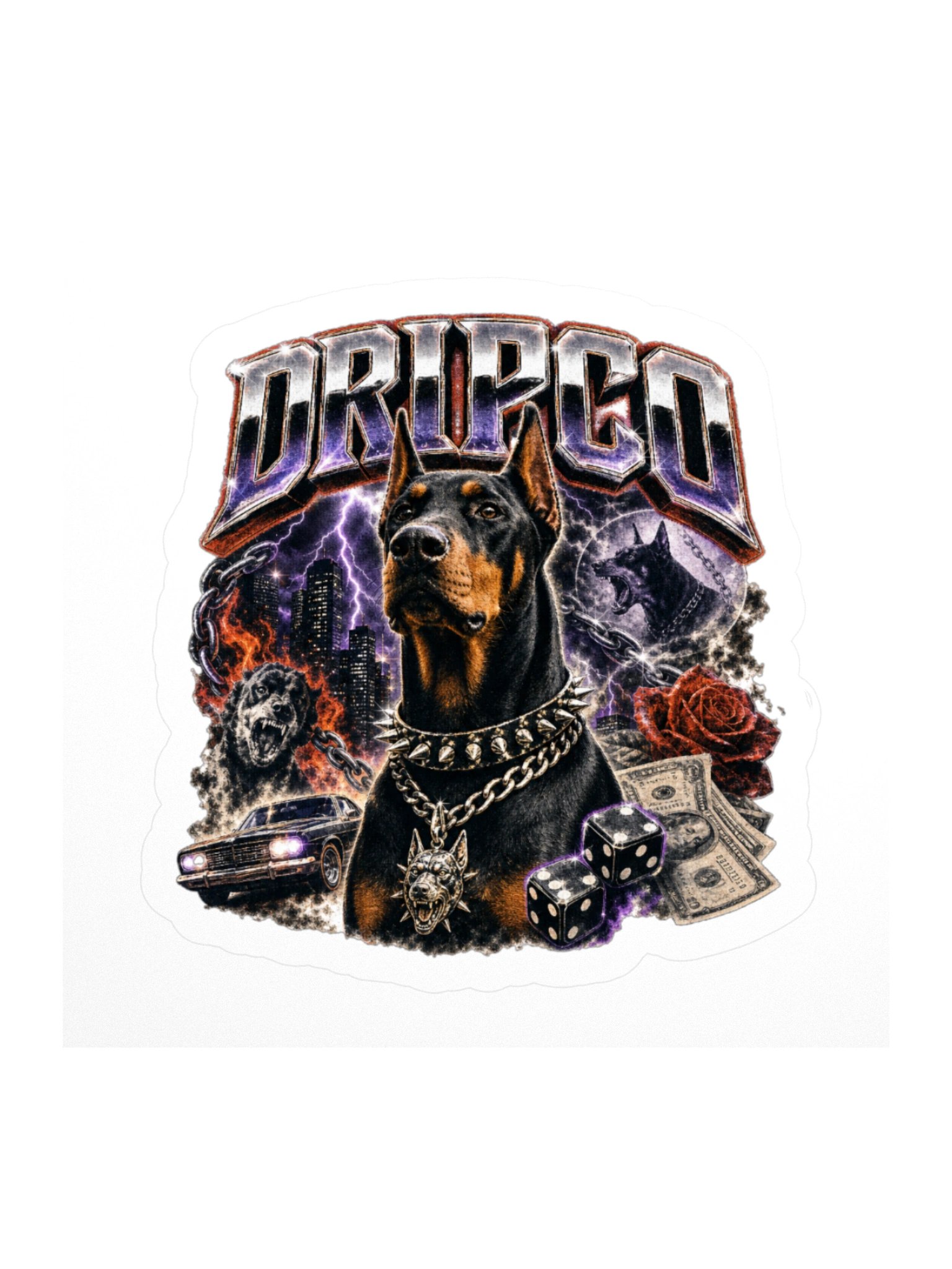 DRIPCO Doberman Street Art Kiss Cut Sticker product image (2)
