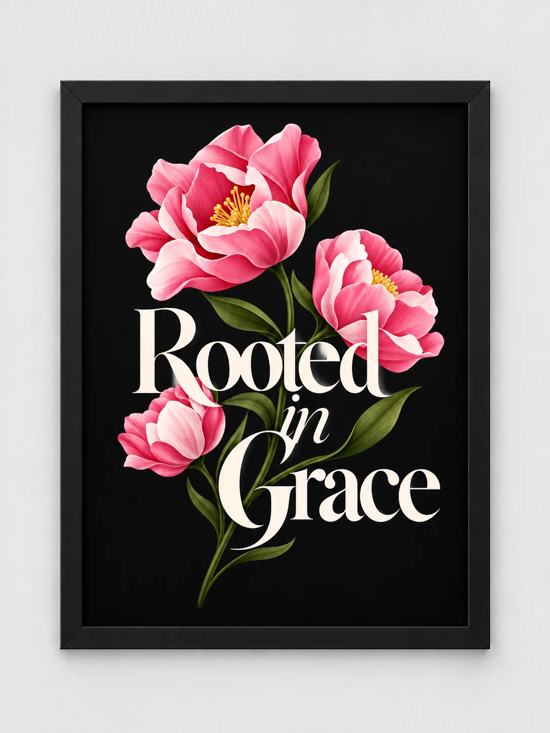 Rooted in Grace PNG | Floral Christian Shirt Design | Pink Flowers product image (3)