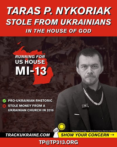 Republican Taras P. Nykoriak is running in Michigan's 13th Congressional District [MI-13] on November 3.

✅Pro-Ukrainian rhet...