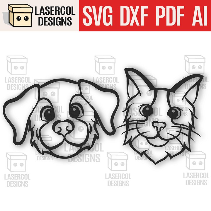 Cute Dog and Cat Wall Art - Laser Cut Files product image (1)