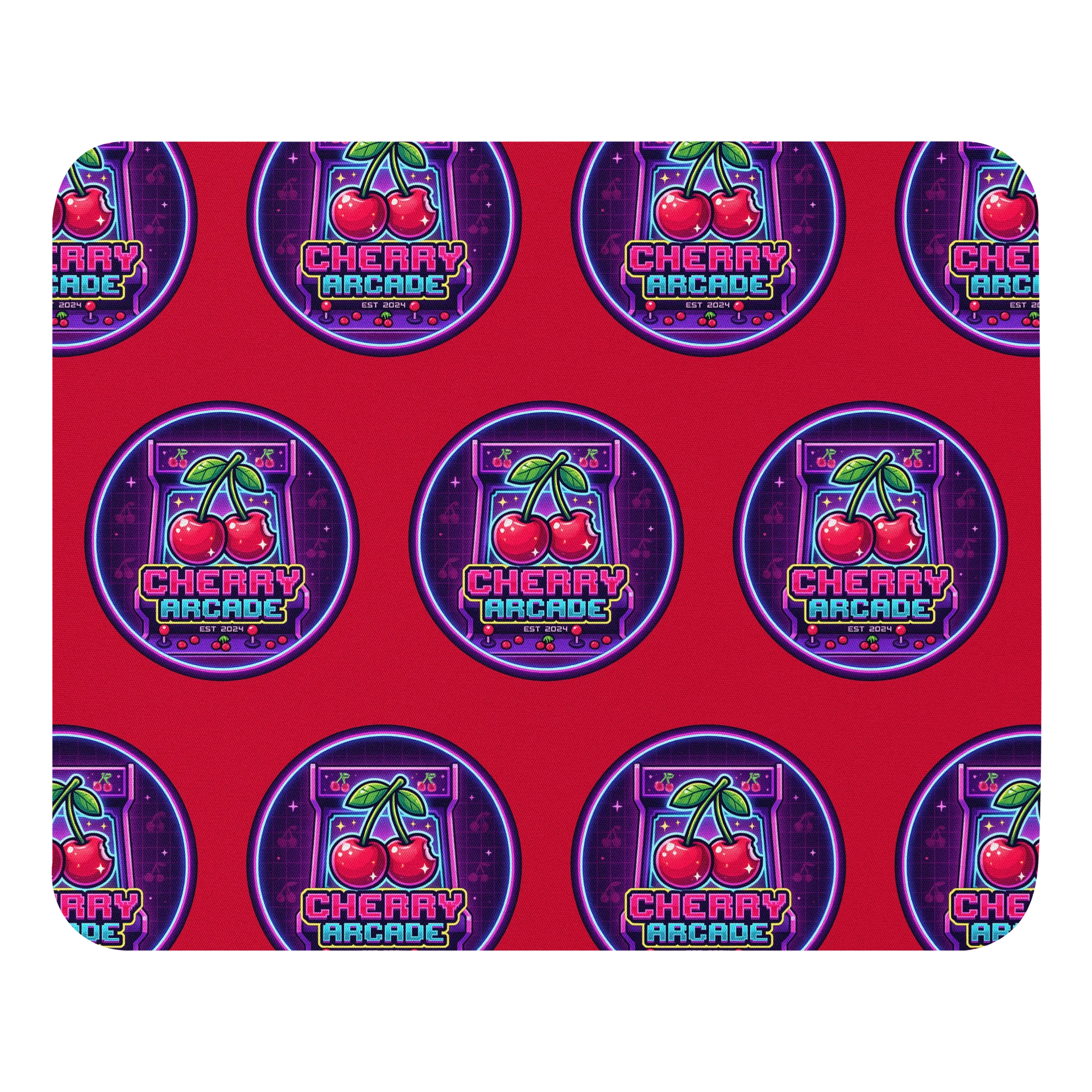 Cherry Arcade Neon Pattern Mouse Pad product image (1)