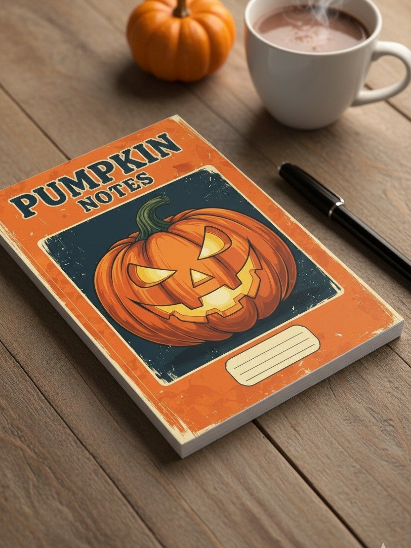 Rustic Pumpkin Notebook Cover, Vintage Fall Journal Design, Digital Download, Halloween Pumpkin PNG & JPG, DIY Planner Cover, Autumn Stationery Art product image (4)