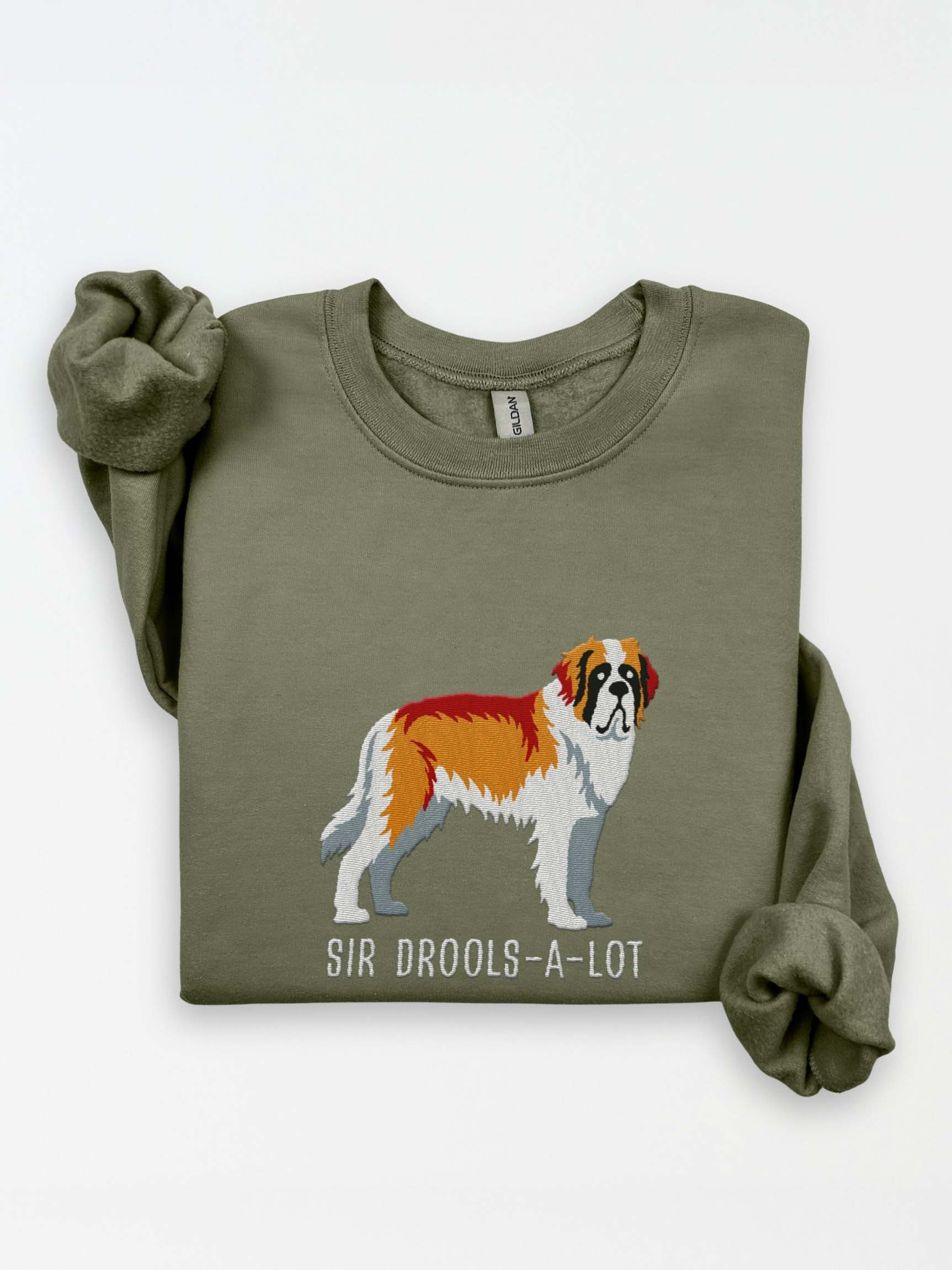 Sir Drools-A-Lot Sweatshirt (Embroidered) of a Saint Bernard(Brown & White) product image (1)