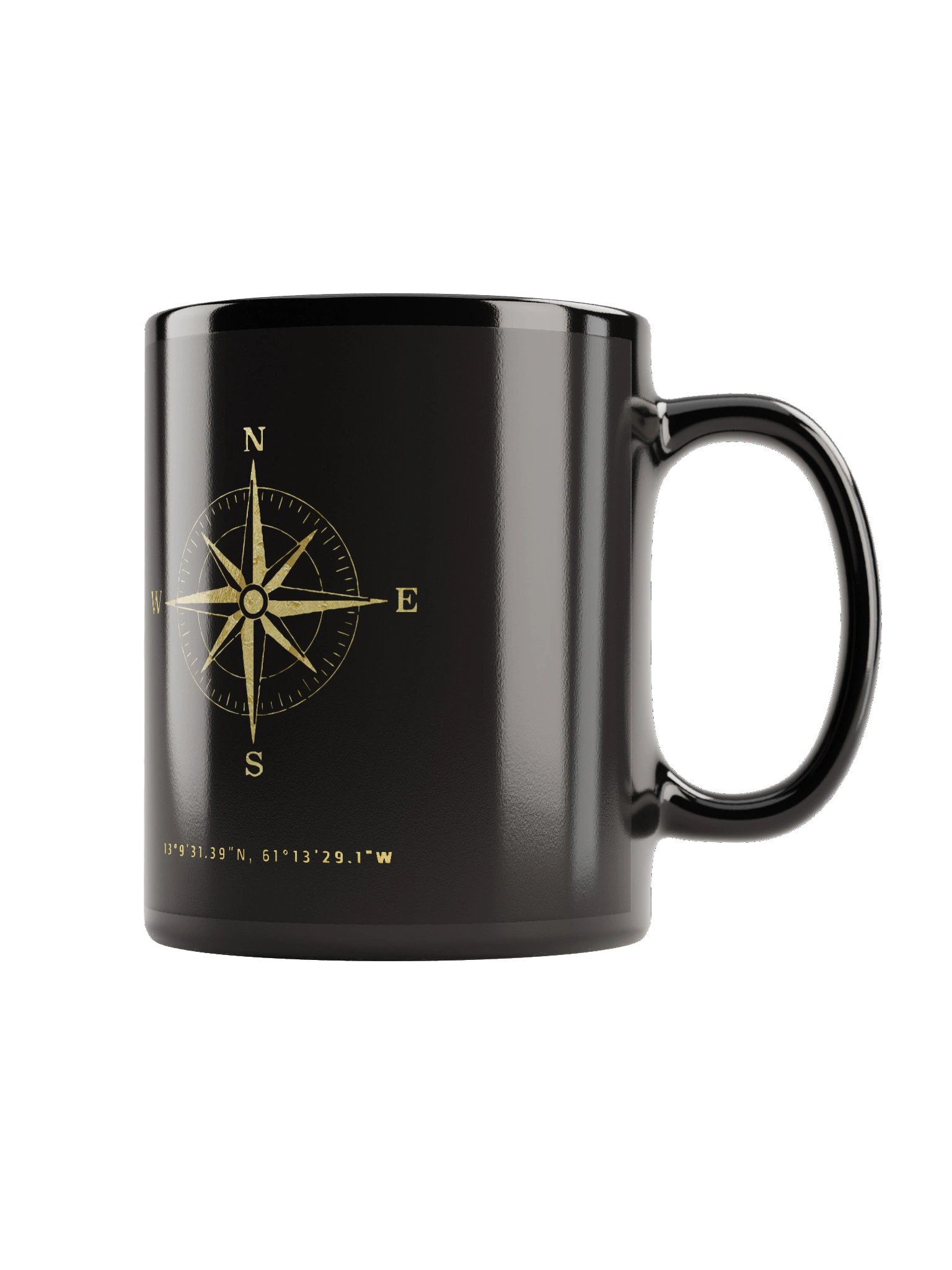 Compass - St. Vincent and the Grenadines - Vintage Gold | Black Glossy Mug product image (4)