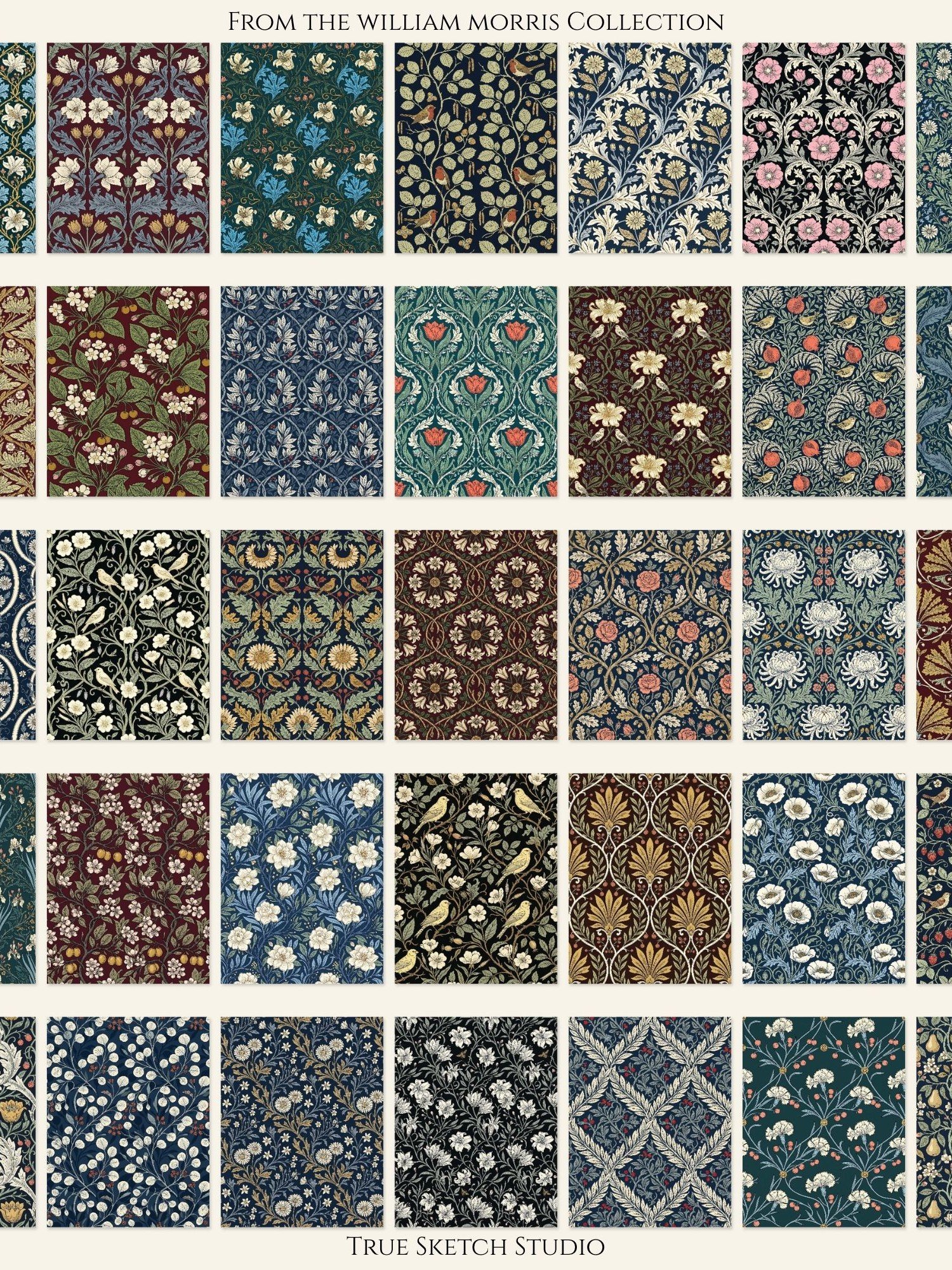 1500 William Morris Junk Journal Pages, Vintage Floral Digital Paper Bundle, Printable Scrapbook Ephemera, Art Nouveau Collage Kit, Download product image (5)