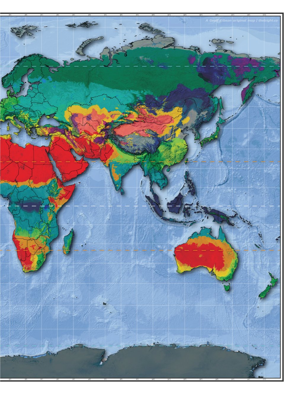 Köppen Climate Topographic World Map (FRAMED) product image (3)