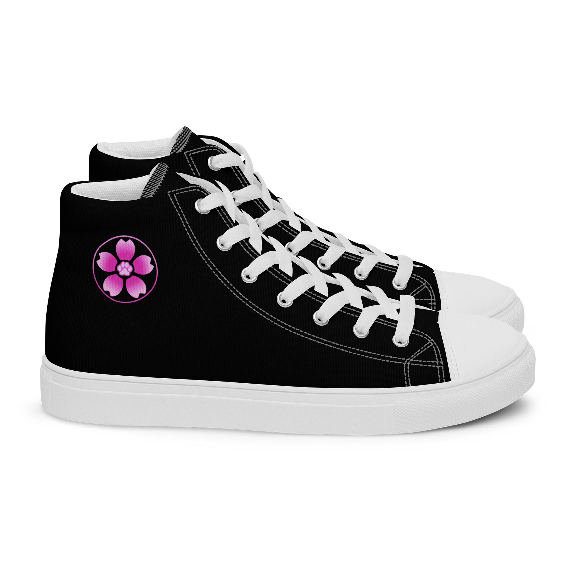 Moo Cherry Pawsom Logo Women's High-Canvas Shoes (Black) product image (1)
