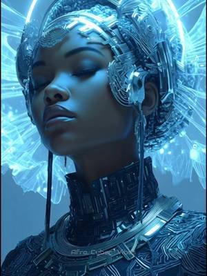 She learned to move with the light and the world lifted her. ✨  #afrofuturism #futuristicfashion #afrocybervibes #celestial #blackscifi 