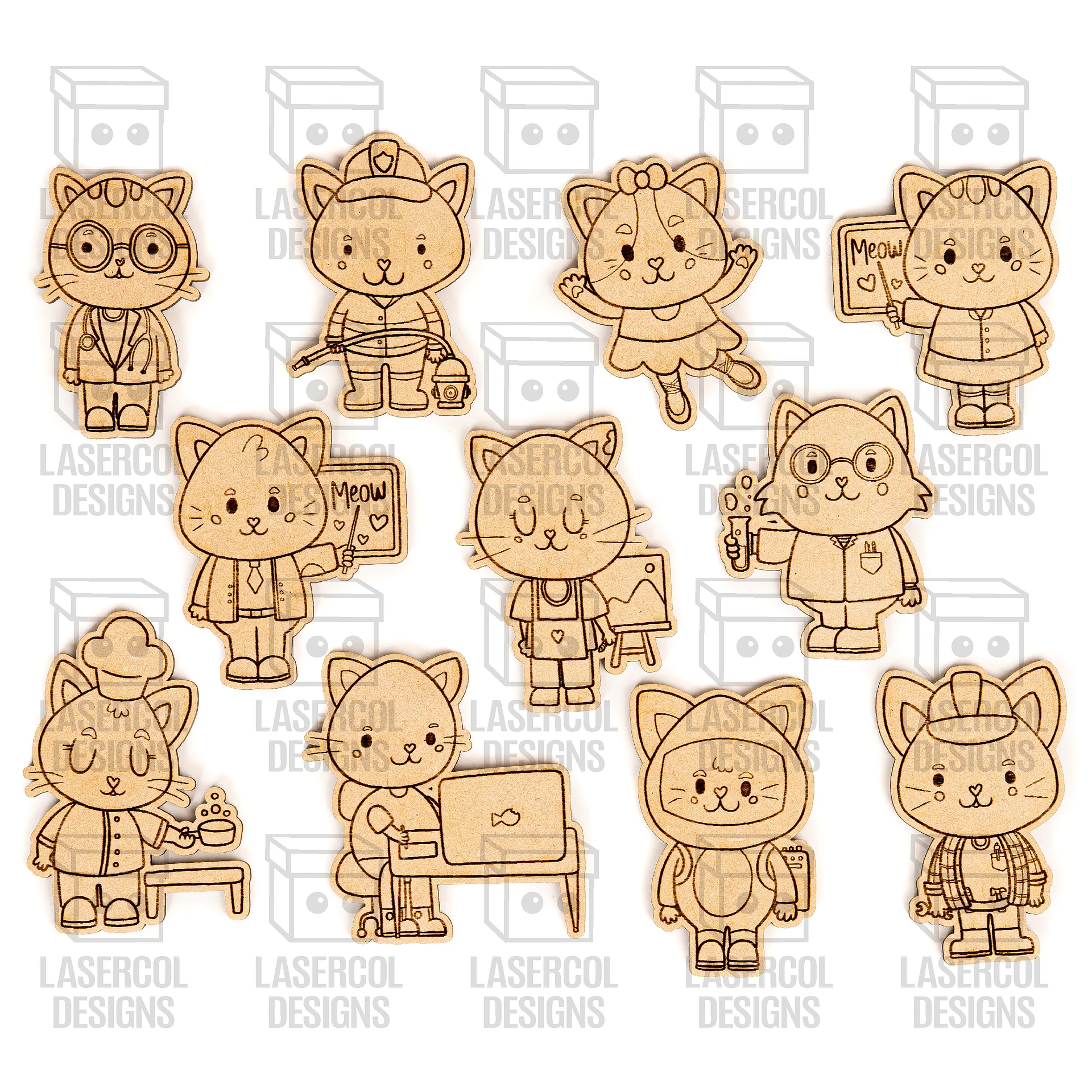Cats Paint Kit DIY Cut Outs - Laser Cut Files product image (3)