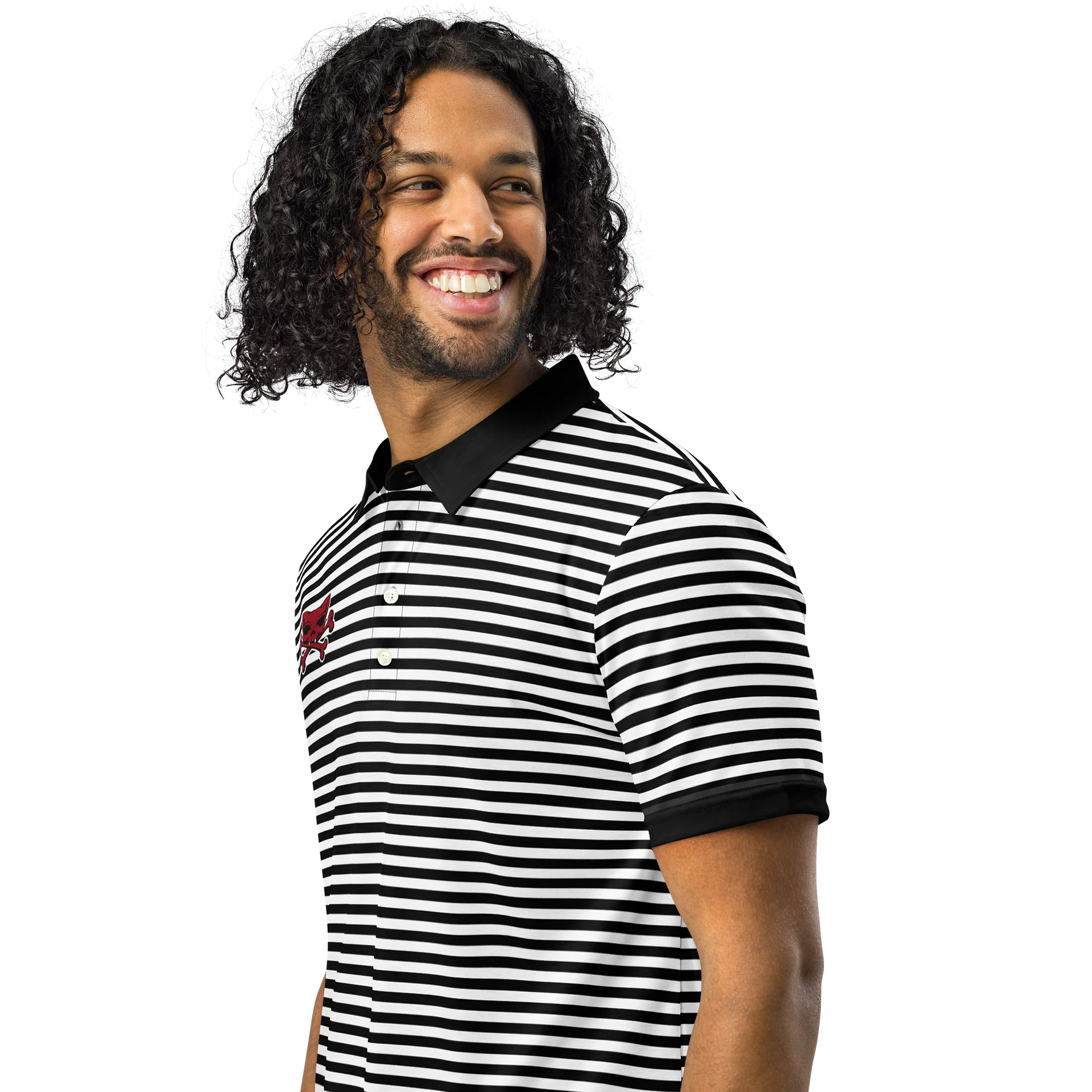 White and Blaque Red Kat Skull Polo product image (2)