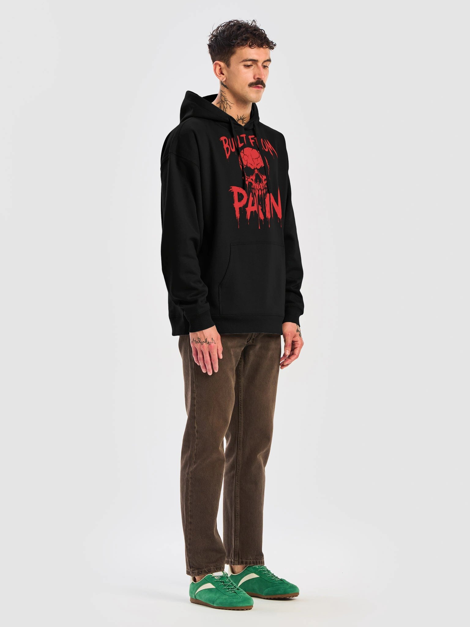 Built From Pain Skull Print Hoodie – Men's Streetwear Pullover product image (7)