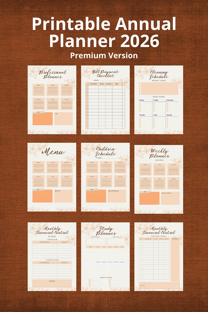 Pastel Orange Flower Annual Planner Template product image (2)