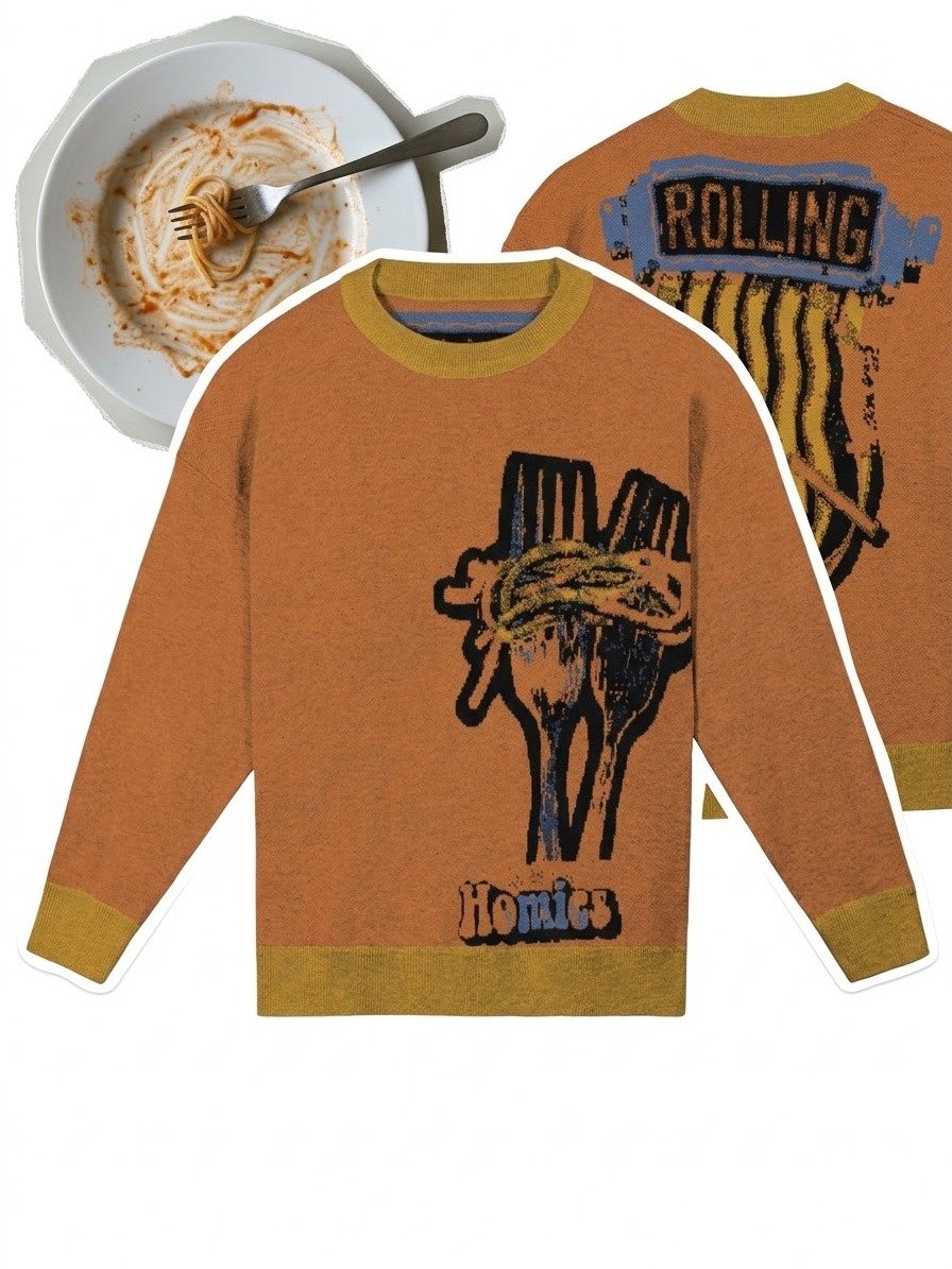 Rolling. Homies. | Relaxed Fit Jacquard Knit Crewneck | Food Core product image (1)