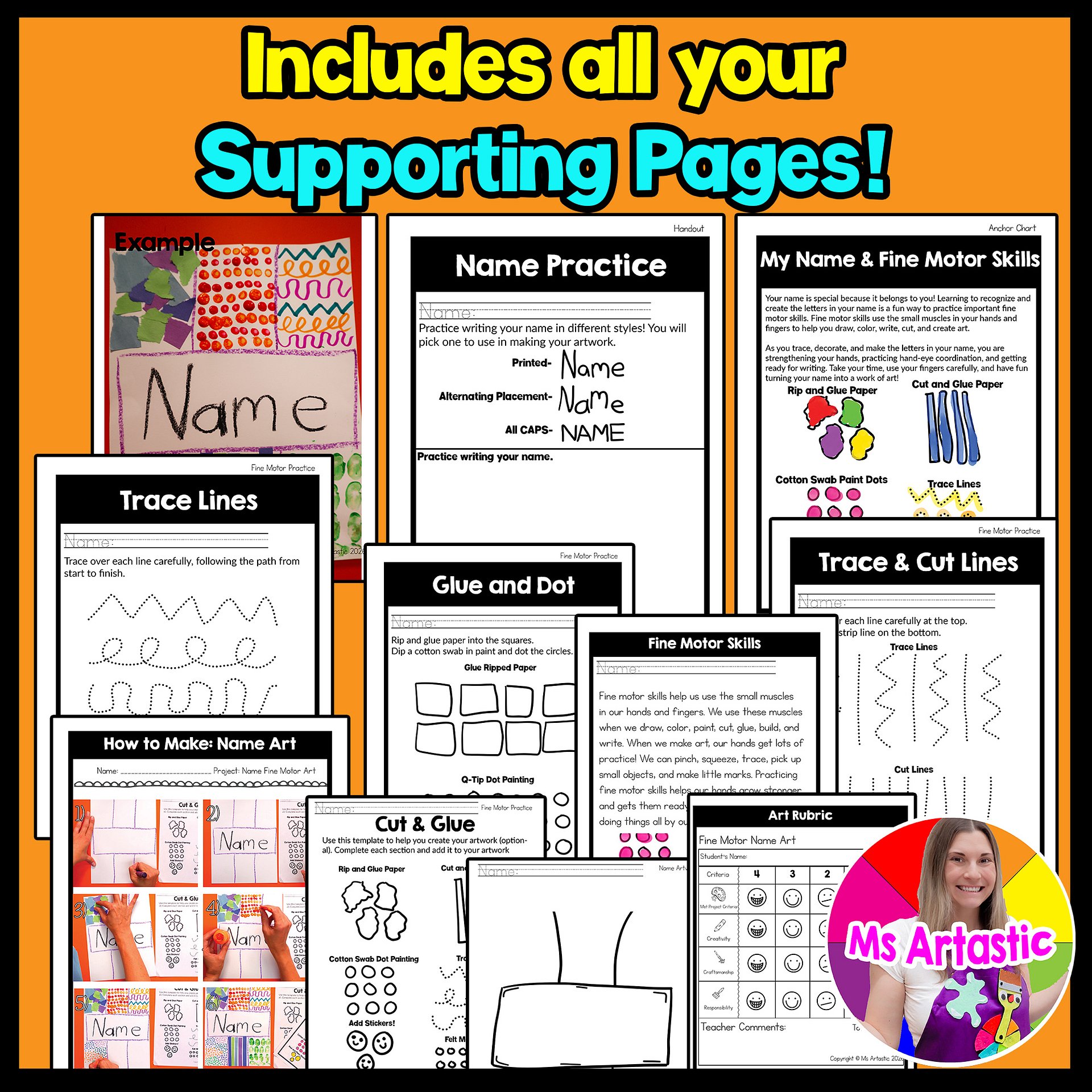 Fine Motor Name Art Lesson Pre K Name Recognition Art Project Preschool Art product image (4)