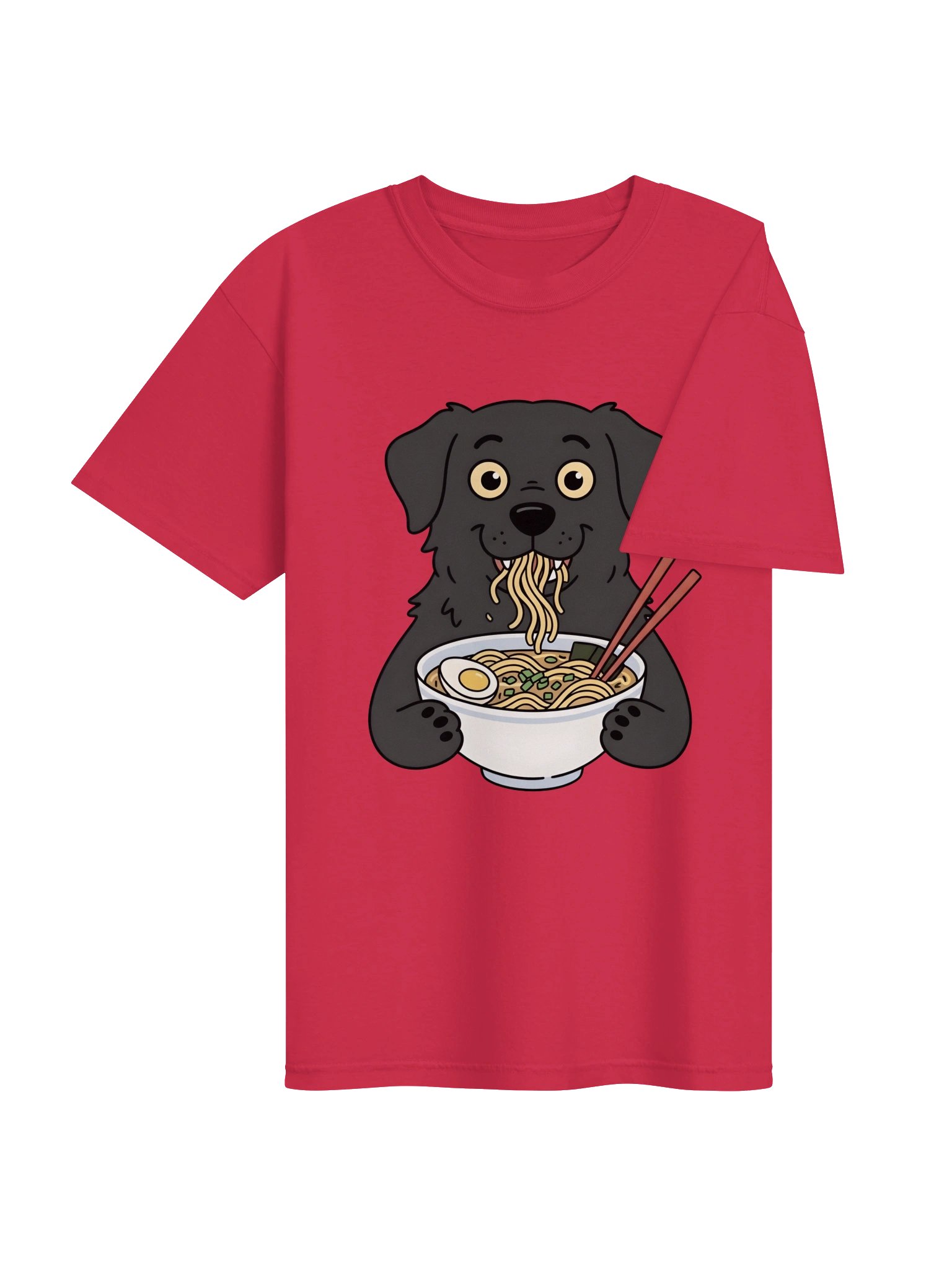 Cute Black Dog Eating Ramen Noodles T-Shirt product image (11)