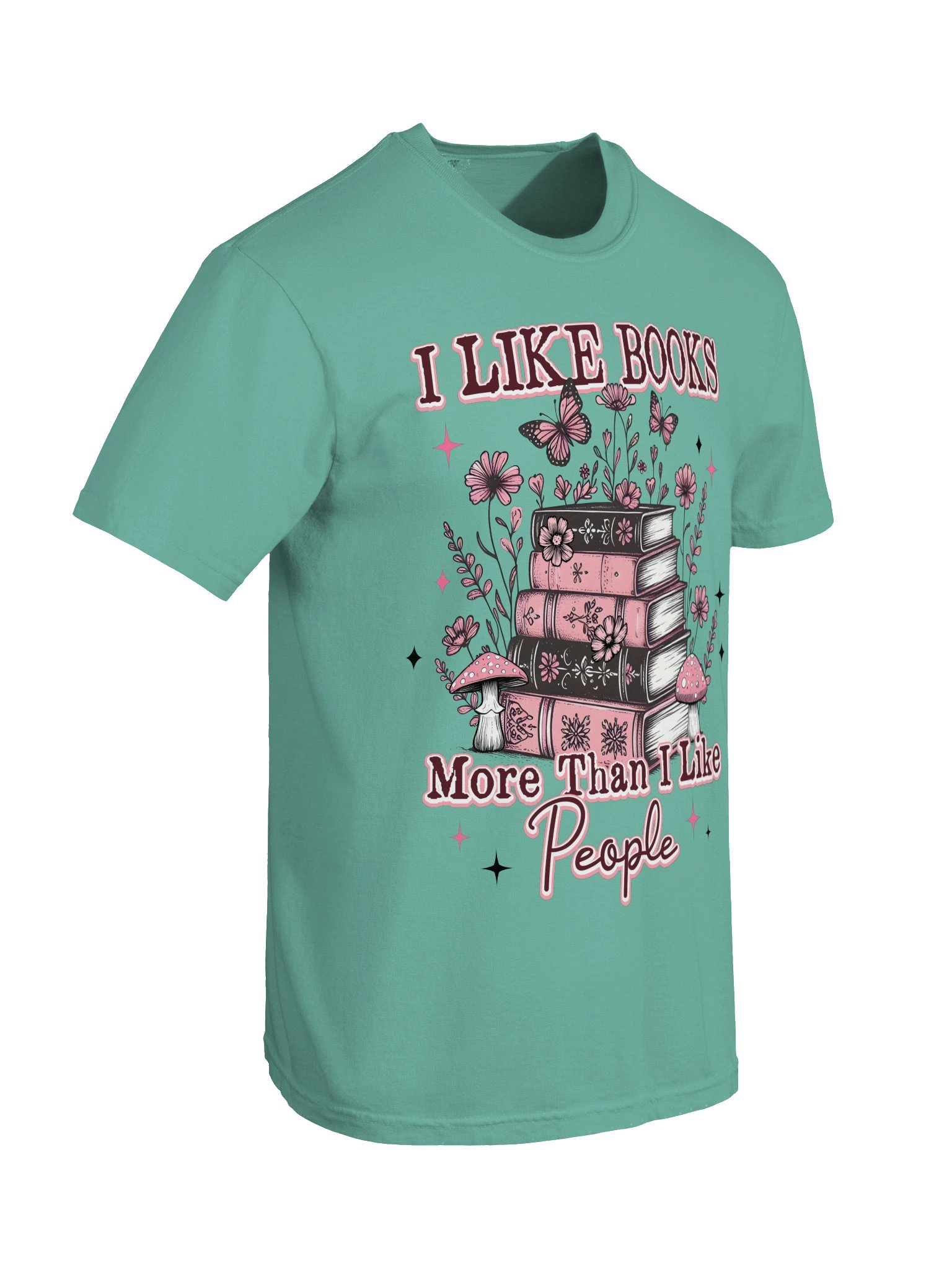 I Like Books Shirt, Coquette Wildflower Stacked Books Graphic Tee, Book Lover Aesthetic Gift product image (6)