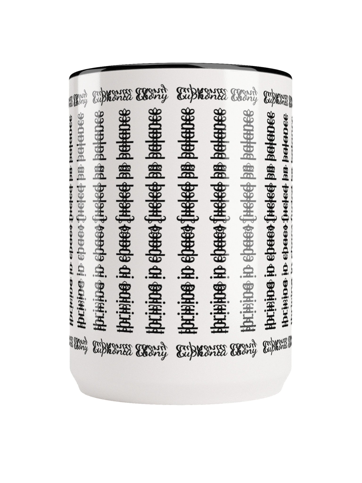 Can you spot it - Cryptic message mug "thriving in chaos fueled by balance" with border: 'Euphonia Ebony' product image (18)