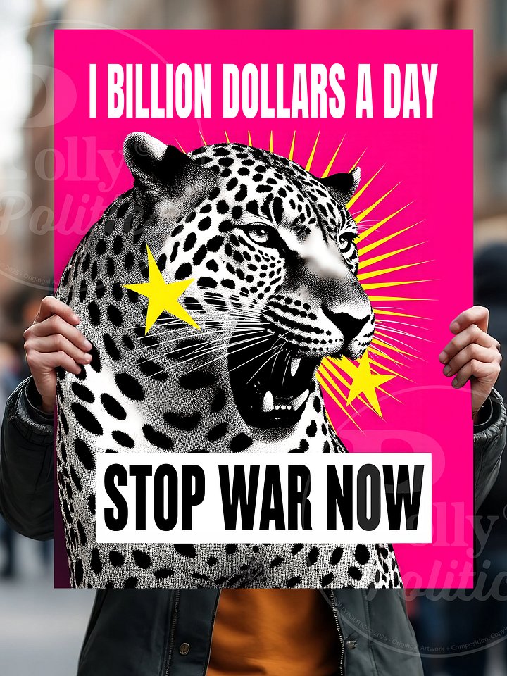 Stop War One Billion Dollars A Day Protest Sign product image (1)