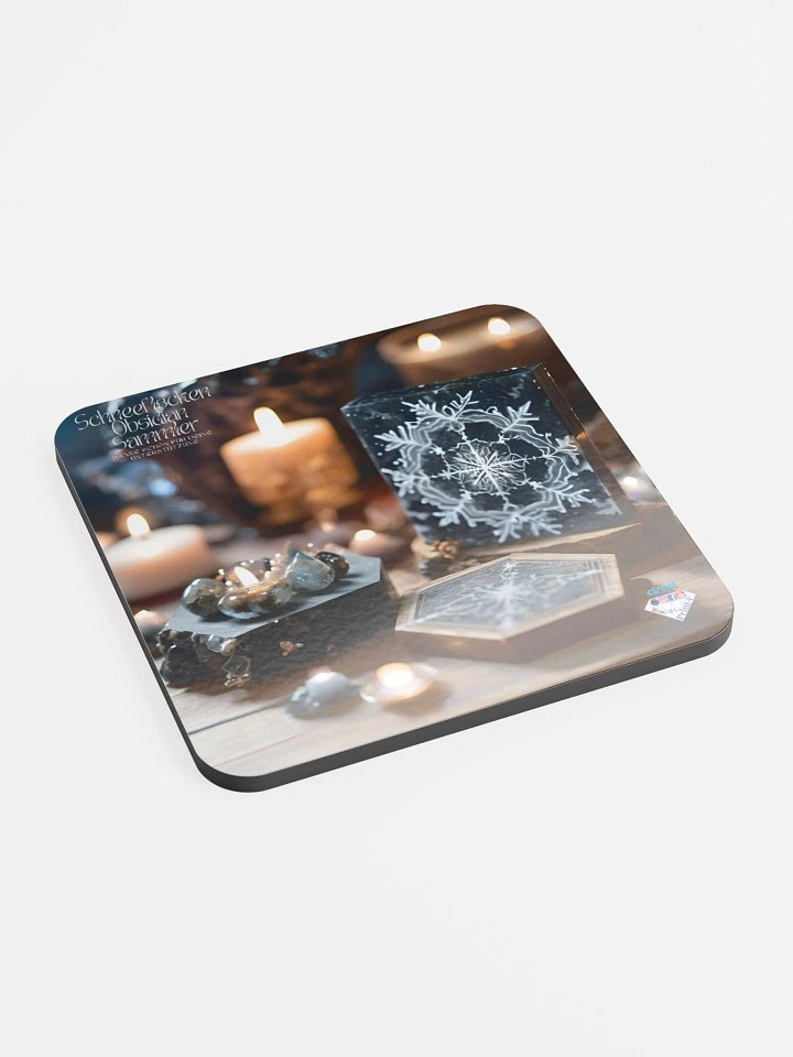 Untersetzer aus glänzendem Kork, Jahres Abo. Schneeflocken Obsidian Sammler product image (2)