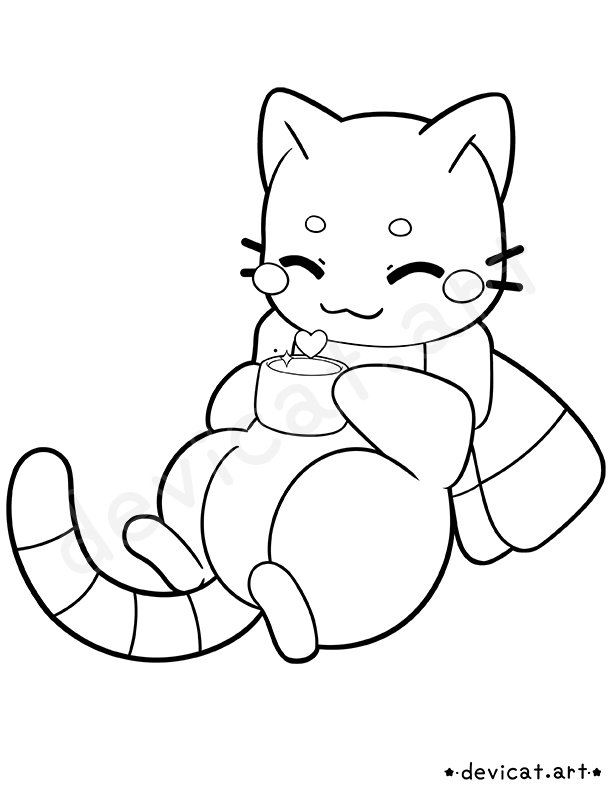 CandiCat Tea Time 2024 Coloring Page product image (1)