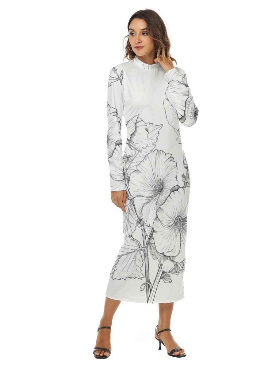 Elegant Monochrome Floral Print Maxi Dress product image (2)