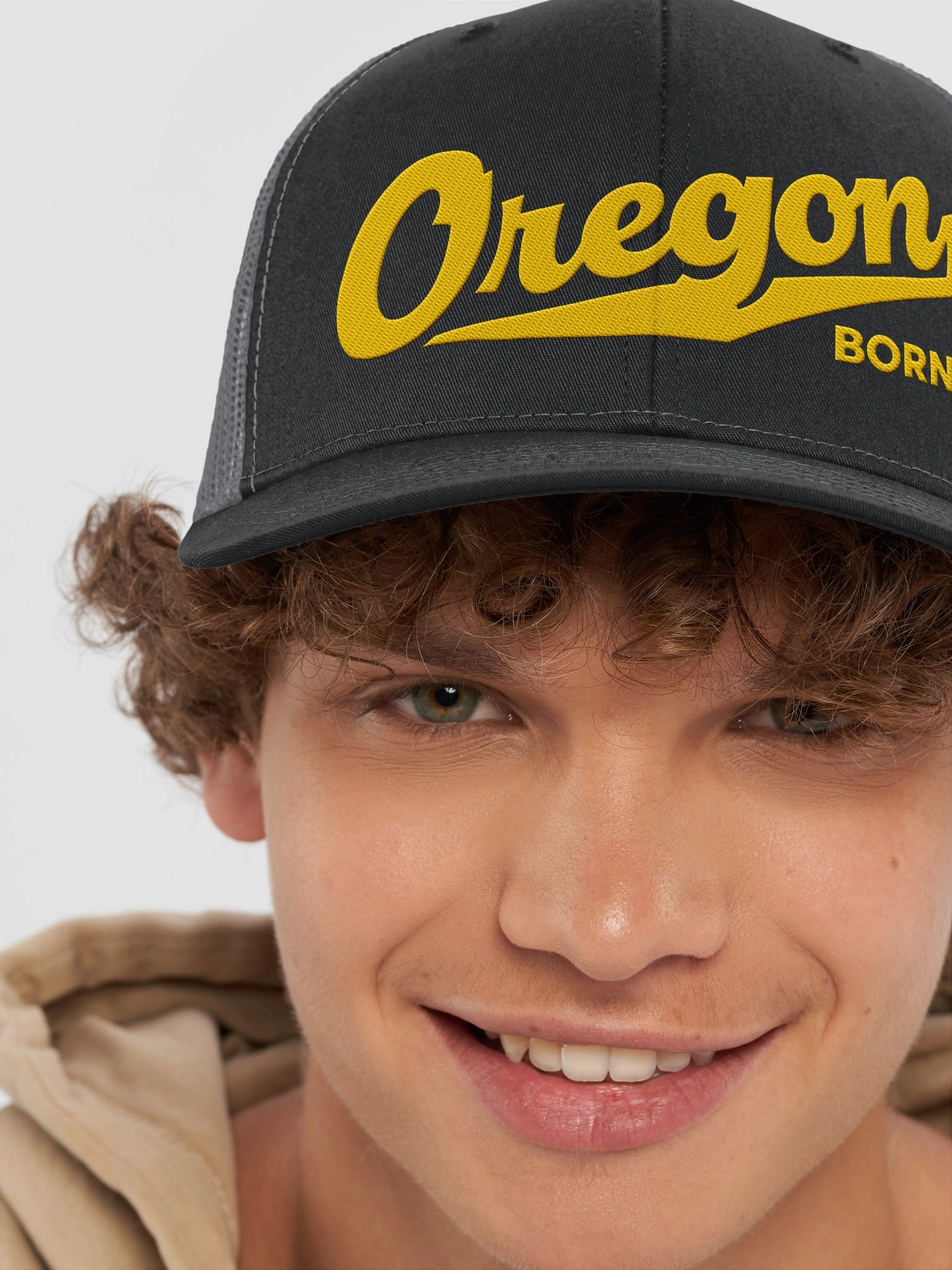 Oregon Born Embroidered Trucker Hat | Premium Mesh Snapback product image (54)