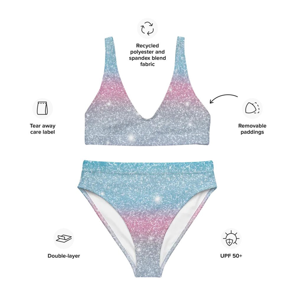 Glitter Unicorn Texture Design High Waisted Bikini (4) product image (3)
