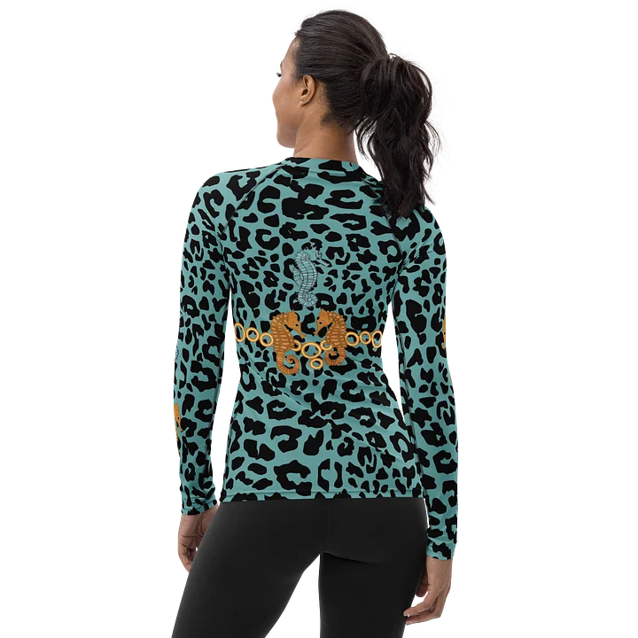 Seahorse blue leopard Women's Rash Guard product image (2)