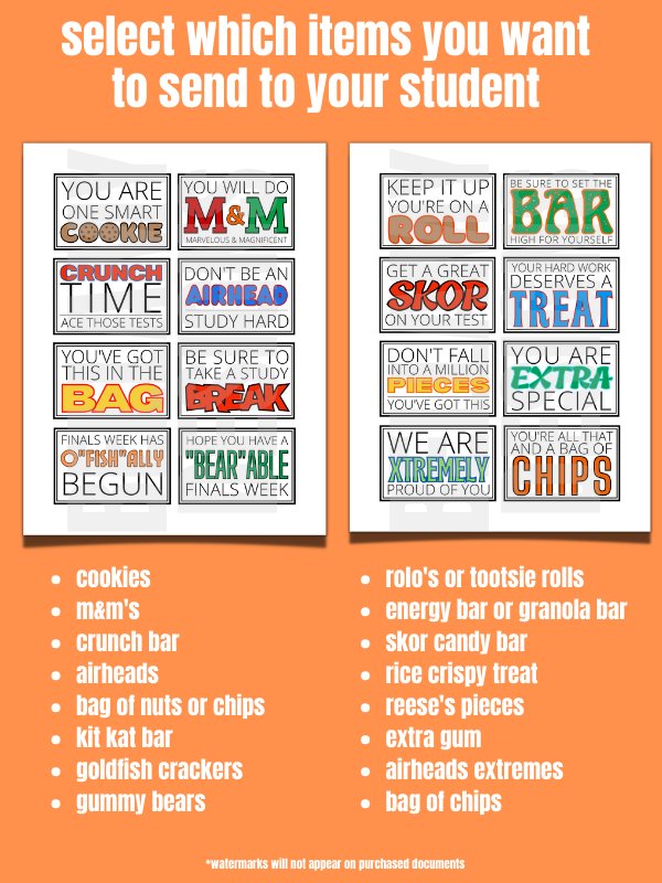 Finals Week Care Package Gift Tags - Middle School, High School & College product image (3)