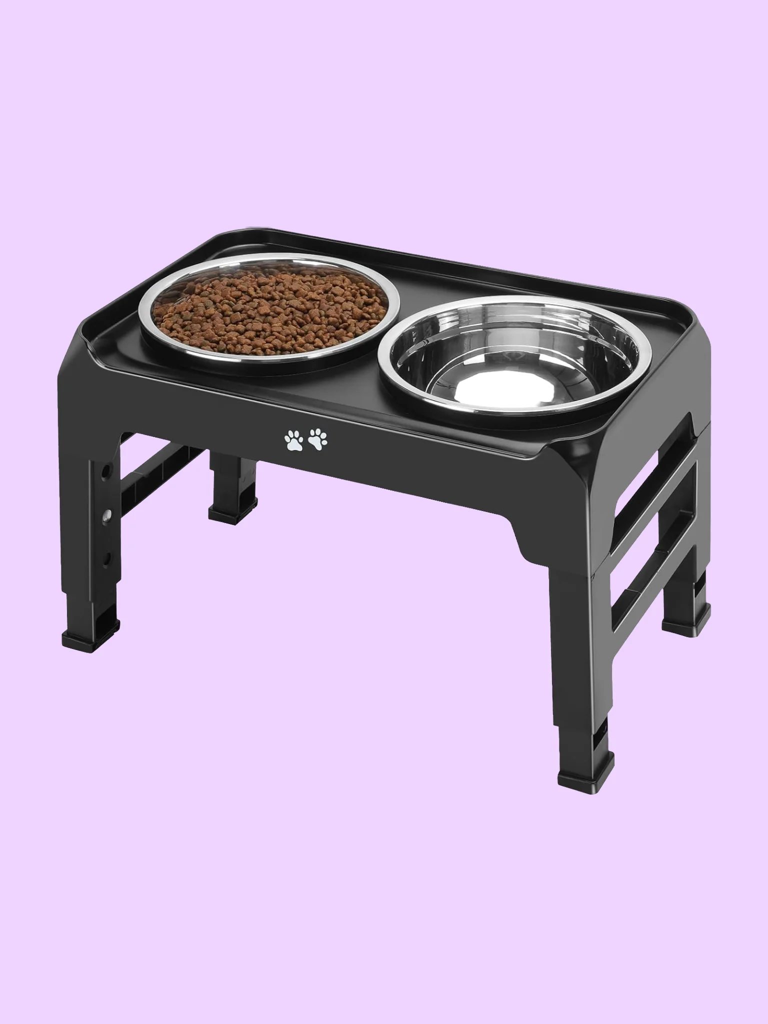 Adjustable Elevated Dog Bowl Stand with 2 Stainless Steel Bowls product image (1)