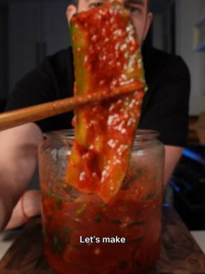 Kimchi pickles in about 24 hours. Pickling cucumbers, rice porridge, gochugaru, fish sauce, scallions, onion, Korean salted shrimp, garlic, and ginger. Crunchy, spicy, sour, and ready fast. The full fermentation system I use is linked in my bio. #kimchipickles #cucumberkimchi #kimchi #fermentation #fermentedfoods #dishbydavid