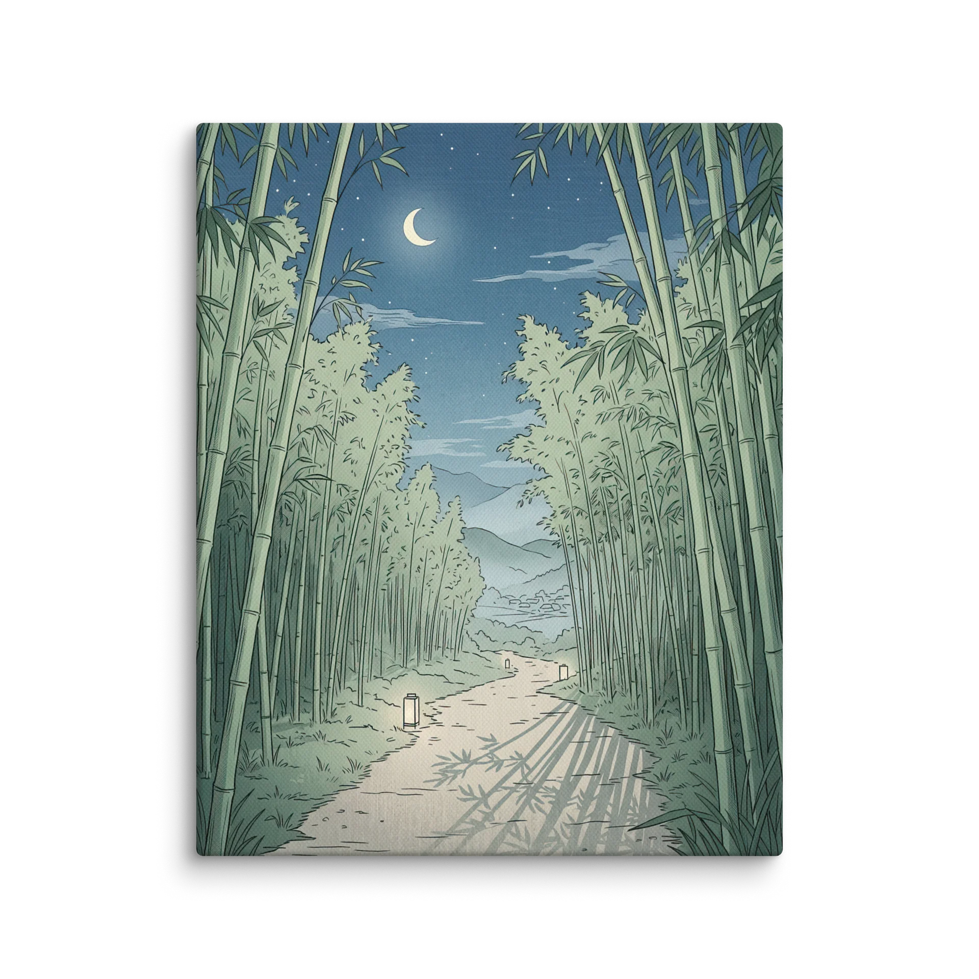 Moonlit Bamboo Path Canvas - Zen Minimalist Wall Art product image (1)