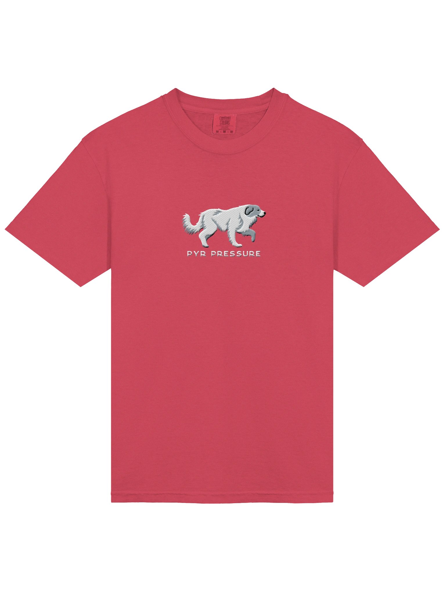Pyr Pressure T-Shirt(Embroidered) of a Great Pyrenees(Blue & White) product image (6)