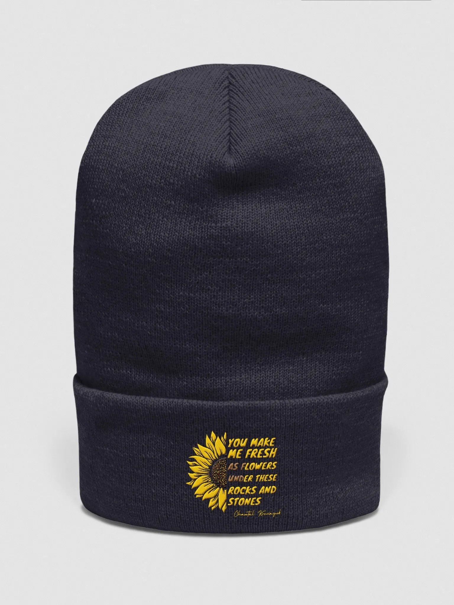 UNDER THESE ROCKS AND STONES SUNFLOWER EMBROIDERED BEANIE product image (21)