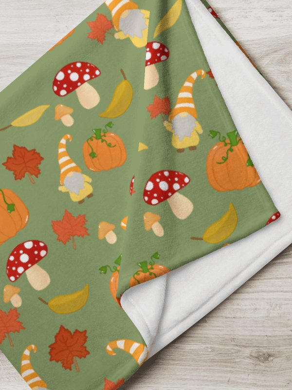Fall with my Gnomies in Green Throw Blanket product image (1)